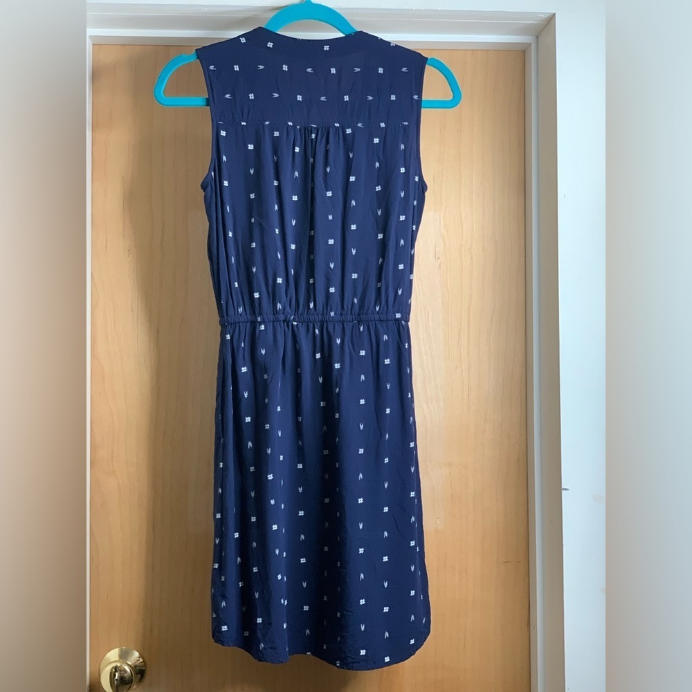 Gap Navy Sleeveless Dress with White Accents and Drawstring Waist - size XS - Picture 3 of 4